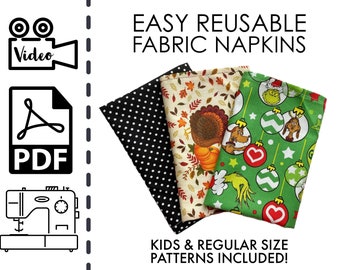 EASY Eco Friendly Reusable Fabric Napkin Sewing Tutorial | Sew | Pattern | Easy DIY | Gift to Sew | Napkins | Holiday | Thanksgiving | Xmas