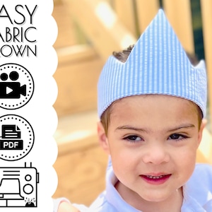 Cartamodello per cucire corona in tessuto tradizionale e tutorial VIDEO / PDF stampabile / Regalo di compleanno fai-da-te facile da cucire / Progetto per principianti / Da bambino ad adulto