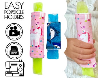 Fabric Popsicle Holder Cover Sewing Pattern & VIDEO Tutorial | Printable PDF | Easy DIY to Sew | Instant Download | Beginners Sewing Project