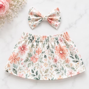 Patrón de costura FÁCIL para falda y lazo para el cabello de niña en PDF + videotutorial / Desde recién nacida hasta la talla 10 / Ideal para principiantes / Ropa de bebé para confeccionar