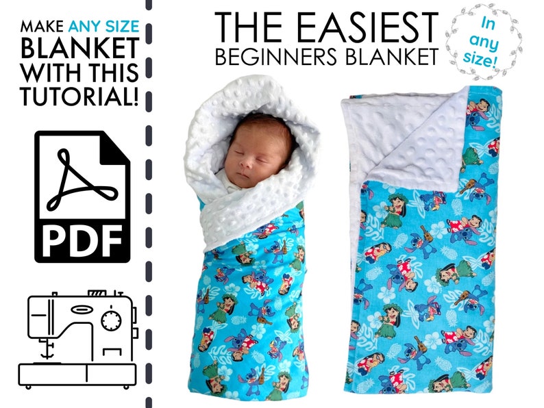Learn to Sew ANY Size Blanket DIY Tutorial How to Sewing Pattern eBook Instructions PDF Baby Shower Gift Recieving Toddler image 1