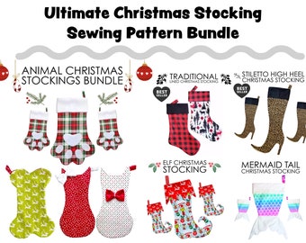 Ultimate Christmas Stocking Sewing Pattern BUNDLE with Tutorials | PDF | Easy DIY Holiday Decor Gift to Sew | Beginners Sewing Project