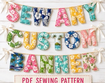 Stoffbuchstaben-Girlande als PDF-Nähvorlage | Alphabet, Zahlen & Formen | 10 + 15 cm große, druckbare Girlande | Einfache, personalisierte Babynamen-Girlande