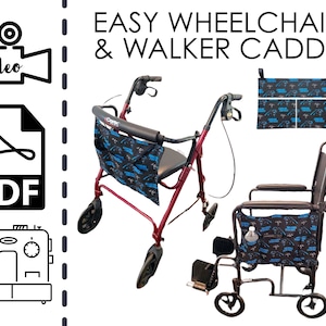 Walker and Wheelchair Caddy Organizer Sewing Pattern & VIDEO Tutorial | Printable PDF | Easy DIY Christmas Gift to Sew | Drink Book Holder