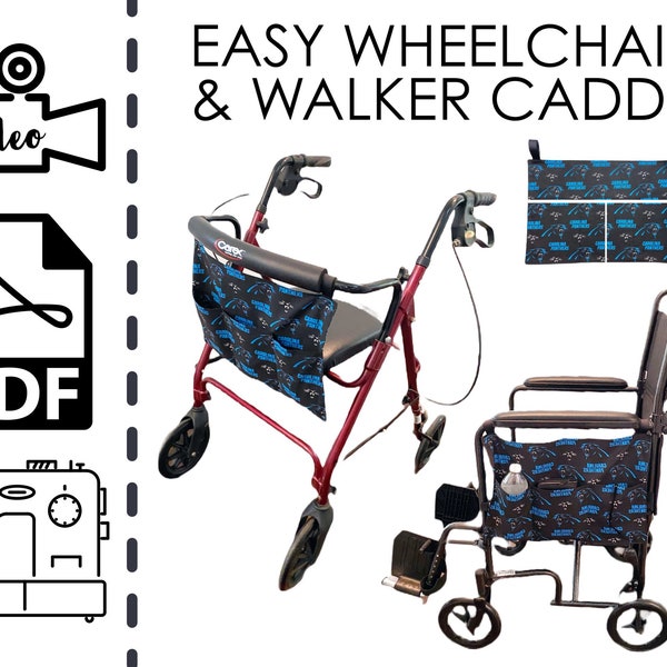 Walker and Wheelchair Caddy Organizer Sewing Pattern & VIDEO Tutorial | Printable PDF | Easy DIY Christmas Gift to Sew | Drink Book Holder