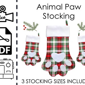 Animal Paw Stocking Sewing Pattern & Tutorial | Christmas | Holiday | Easy DIY | Dog Gift to Sew | PDF | Instant Download | Cat Fur Baby Pet