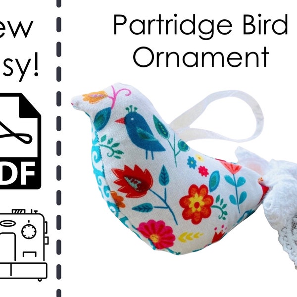 EASY Partridge Bird Ornament Sewing Pattern & Tutorial | Beginners Sewing Project | How to Sew | Partridge | Christmas | DIY | Quick Gift