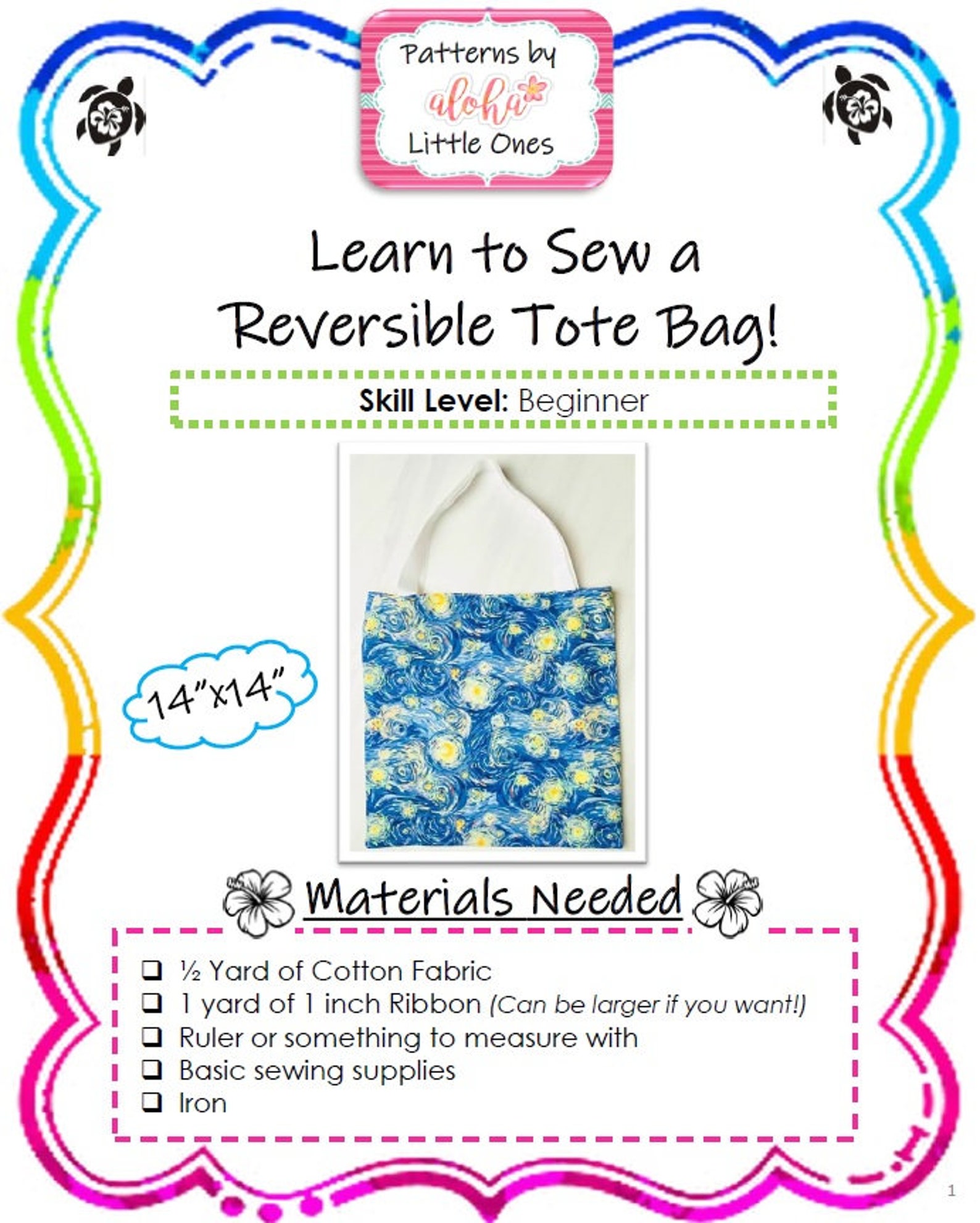 EASY Beginners Reversible Tote Bag Sewing Tutorial | DIY | Pattern ...
