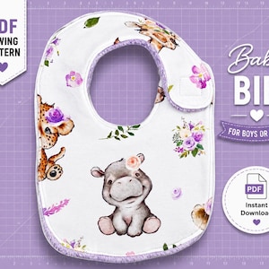 Side Closing Baby and Toddler Bib Sewing Pattern & Tutorial | Printable PDF | Easy DIY Baby Shower Gift to Sew Boys or Girls | Beginners