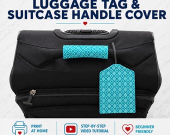 Luggage Tag + Suitcase Handle Cover Sewing Pattern + Video Tutorial | How to Sew Easy Beginner Travel Accessories | Printable PDF