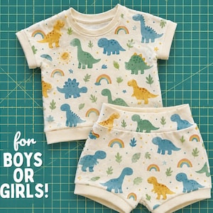 Baby & Kids Lounge Set Sewing Pattern + VIDEO Tutorial | Shirt + Shorts PDF | Pajamas or Playwear | Beginner Friendly | Sizes Newborn to 6Y