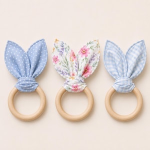 Baby Bunny Teether Ring Toy Sewing Pattern & Tutorial | Newborn | Easy DIY | Baby Shower Gift | PDF | Instant Download EASTER Basket Stuffer