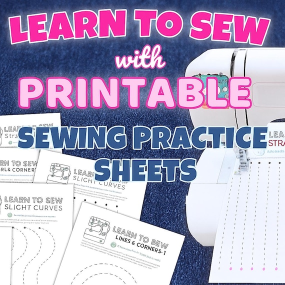 Learn to Sew Practice Sheets | Printable Sewing Patterns for Beginners | PDF Download | Sewing Machine Worksheets | Kids, Teens, Adults