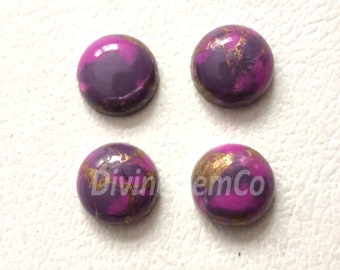 Purple Copper Turquoise Round Shape Cabochon Gemstone-Mohave Purple Turquoise Round Stone-Flat back-Various Size Available 3X3 MM - 25X25 MM