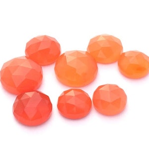 Natural Carnelian Round Rose Cut Cabochon Gemstone-Carnelian Round Stone-Flat Back-Various Size Gems Available 4,5,6,7,8,9,10,11,12,13,14 mm