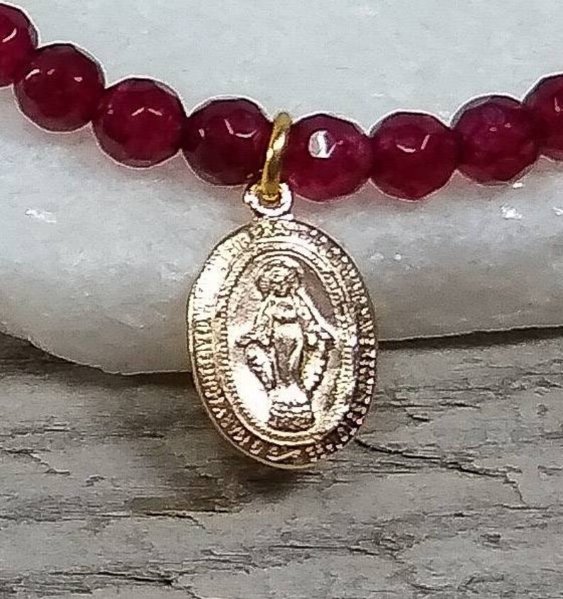 Dangle Earrings Mother Mary Jewelry Set Ruby Necklace Confirmation Jewelry Minimalist Beaded Jewelry Handmade Gift. Gemstone Jewelry