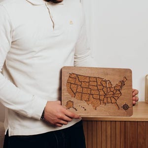 Custom Push Pin Adventure Tracking Board, Wooden Cork USA Travel Map, Where I Have Been Gift