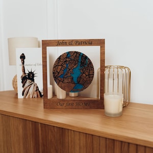 Regalo de mapa de ciudad personalizado: regalo de aniversario personalizado con coordenadas, arte de mapa de ubicación en 3D, dirección única para la primera cita de los recién casados