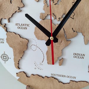 Wooden Wall Clock with Stand, World Map Desk Clock, Travel Agent Office Decor, Map Clock Gift