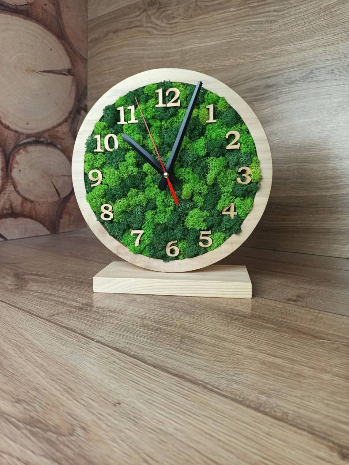 Wood Clock Desk Moss Clock Wooden Clock Personalized Clock Etsy