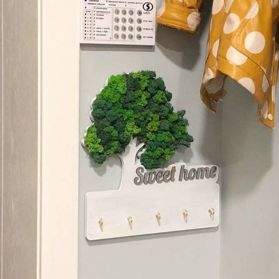 Key Holder Moss Art Wood Key Rack Key Hooks Home Sweet Home Moss Decor Key  Sign Entryway Sign Housewarming Gift - Etsy