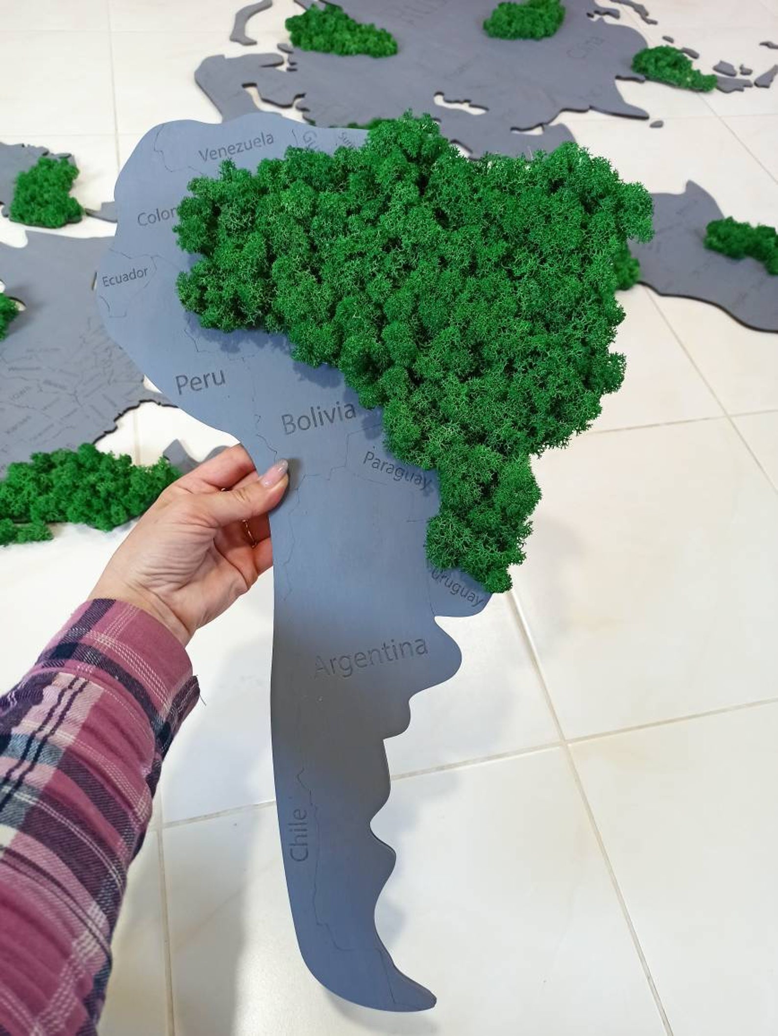 Moss world map Moss map Moss wall art Travel lover gift World Etsy