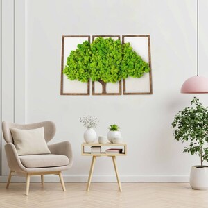 Modular art, Moss wall art, Real Moss decor, Triptych art, Living moss wall, Tree of life art, Housewarming gift