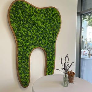 Moss Tooth Sign: Dental Office Decor, Dentist Gift, Moss Wall Art