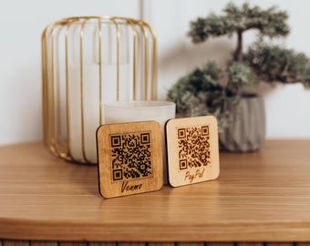 Personalized Wooden QR Code Sign: Business Social Media Display