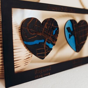 Plan de la ville personnalisé en forme de coeur, carte de voyage en bois pour couples, où tout a commencé, cadeau d'anniversaire ou de mariage, carte des relations, cadeau de fiançailles