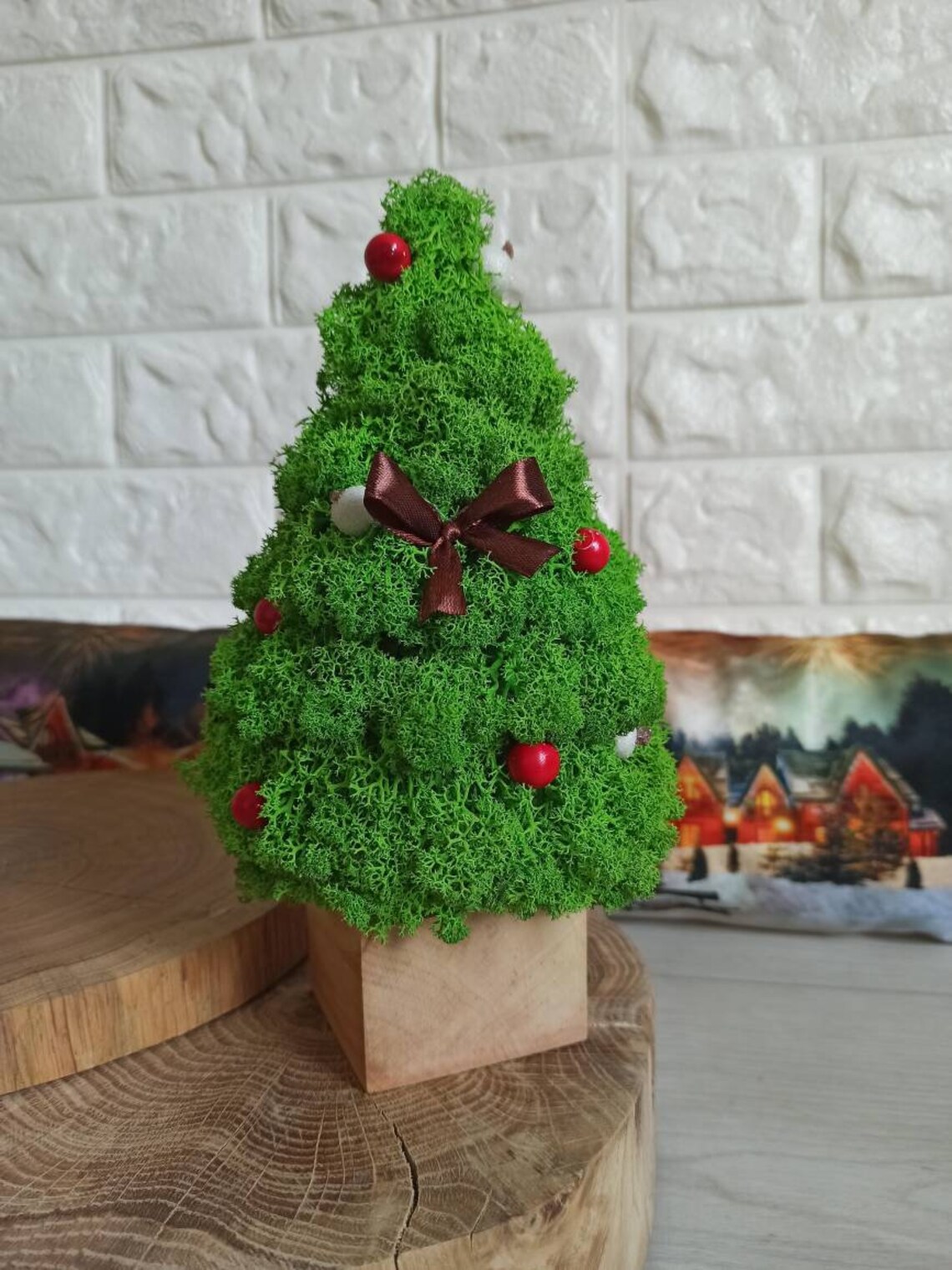 Christmas tree Moss art Preserved moss Christmas home decor Etsy