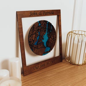 Erstes Datum Karte, personalisierte Stadt Karte aus Holz, wo wir uns trafen Ort, romantische Hochzeit oder Jahrestag Geschenk