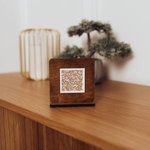 Custom Wooden QR Code Business Sign: Social Media & Payment