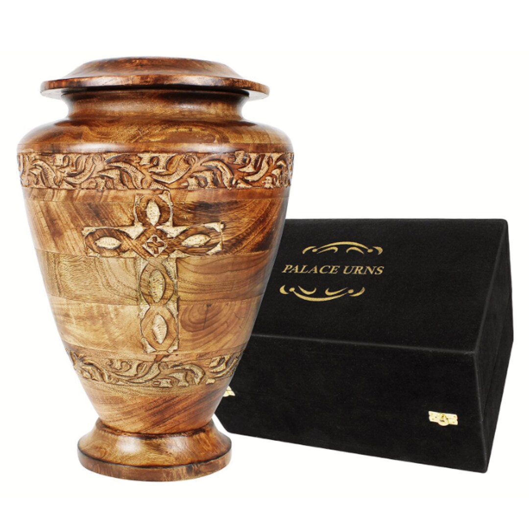 Elegant Handcrafted Mango Wood Urn for Adult Ashes With Velvet Etsy