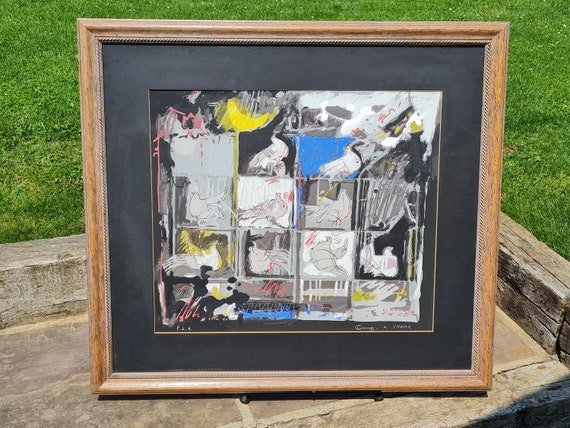 A Large Original Painting in Mixed Media by Much Collected Egyptian Artist Medhat Shafik "Egyptian Doves of Love"