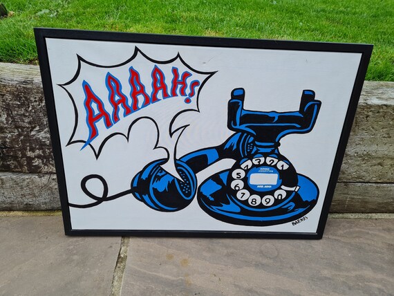 Original Oil on Canvass 20th Century Pop Art by Barnes in Ebonised Frame 2007