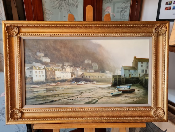 Original Oil on Canvas by Duncan Palmar RSMA (b.1965) “Morning Mist, Polperro” (South Cornwall). Signed, mounted and dated 1996.