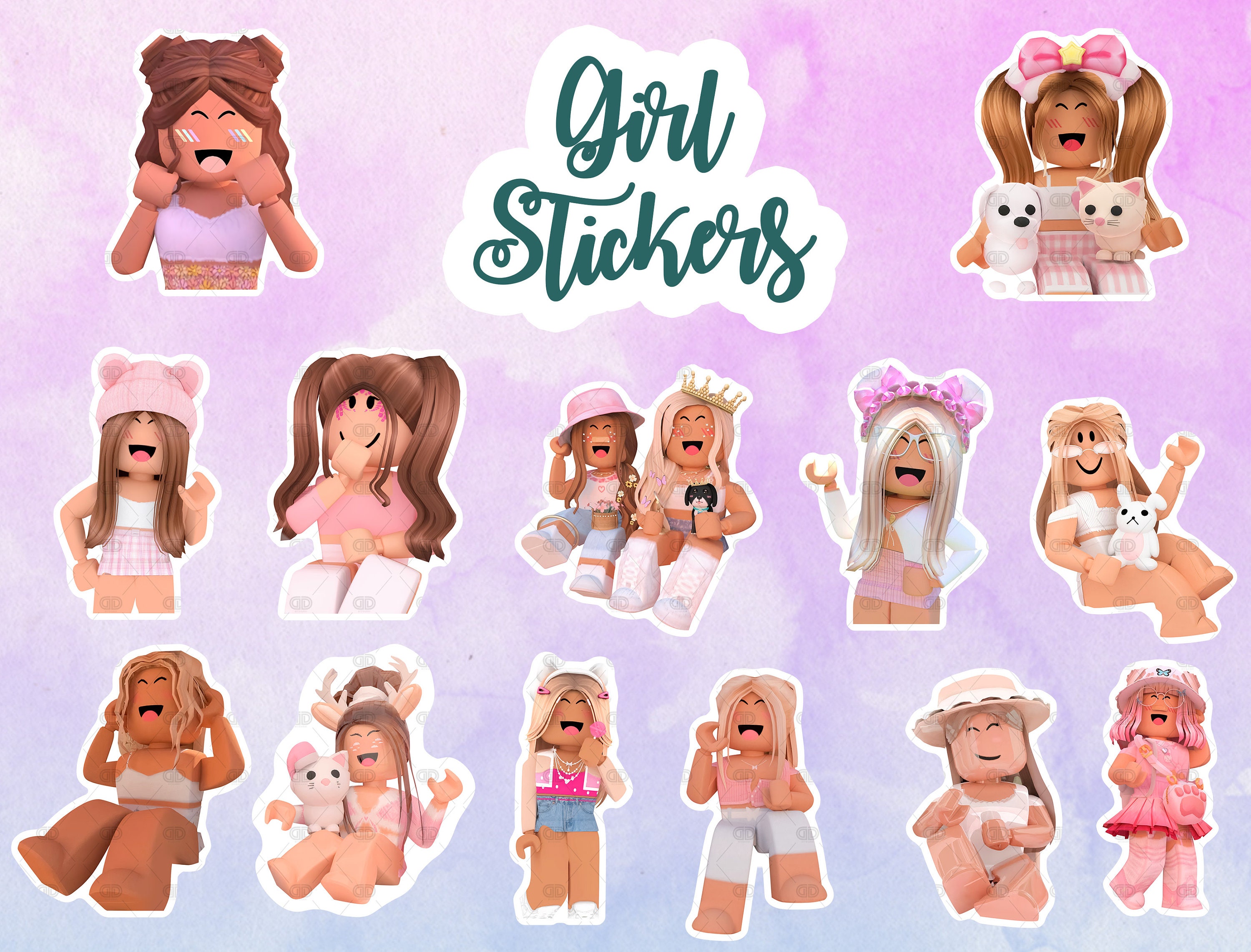 Roblox Girls Png, Roblox Girls Bundle Png, cliparts, Printable, Cartoon  Characters