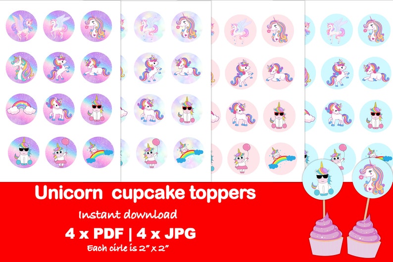 Unicorn Cupcake Toppers Rainbow Cupcake Unicorn Iron Etsy