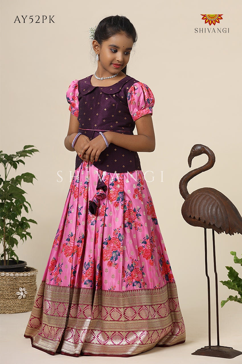 Satin Rose Bunch Pattu Pavadai For Girls Pink Festive Etsy Satin Rose Bunch Pattu Pavadai For Girls Pink Festive Etsy