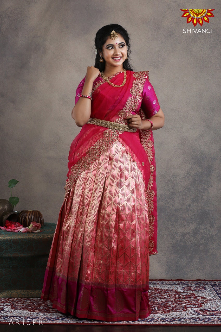 Rani Pink And Gerrn Color Kanchi Pattu Brocade Saree – SUBHAM GRAND