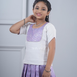 Shivangi clothing  Lavender Candy Brocade Pattu Pavadai