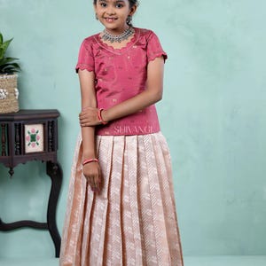 Shivangi Traditional Golden Roots Pattu Pavadai Set for Girls