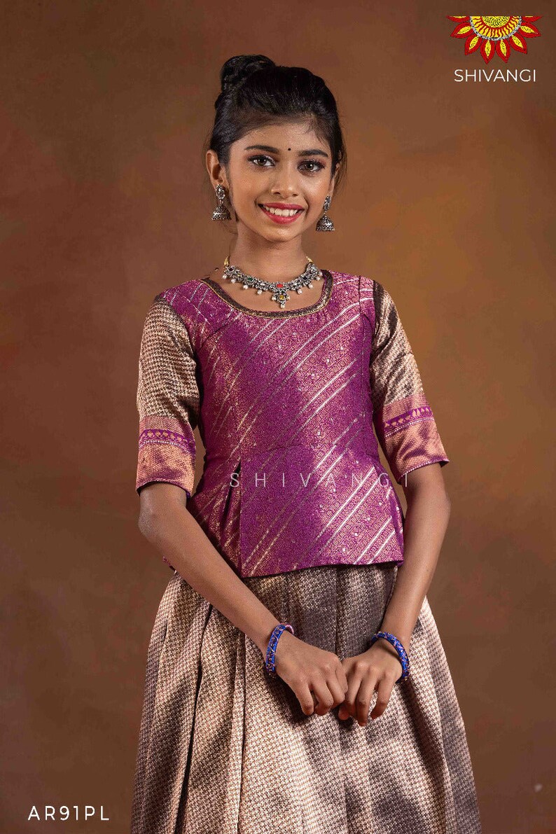 Purple Pattu Pavadai Lehenga Choli  - Make her Beautiful