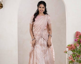 Shivangi clothing Peach Traditional purple mango  Alpha Half Saree | Lehenga For Girls
