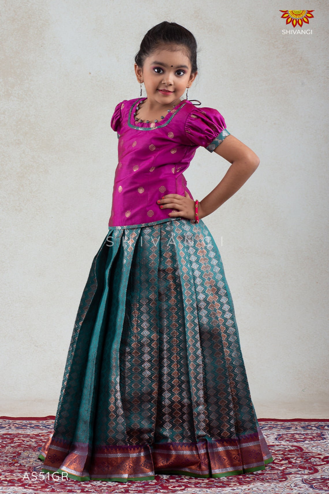 Golden Grey Pattu Pavadai Sattai main image 0