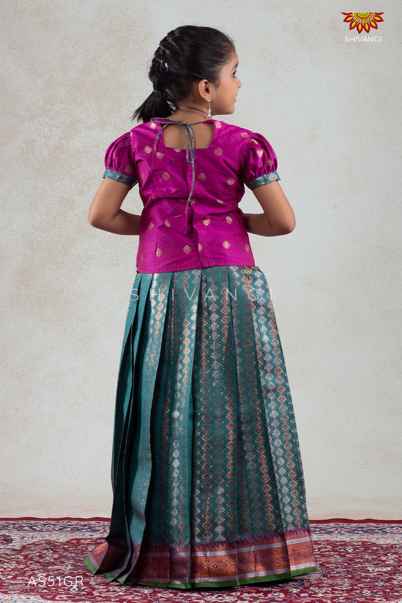 Golden Grey Pattu Pavadai Sattai main image 1