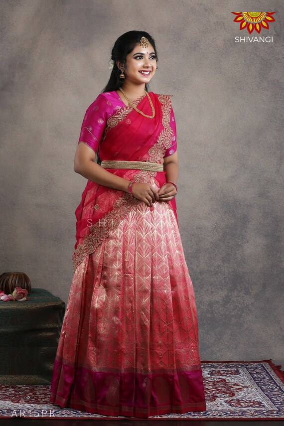 Magenta Pink Floral Woven Kanjivaram Silk Saree