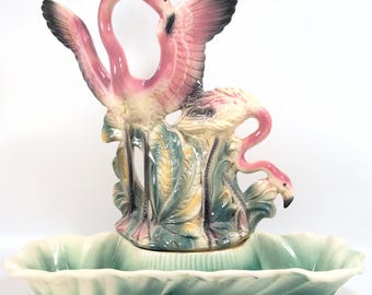 Vintage 1957 Lane & Co Pink Flamingos 14" Tall Ceramic Accent TV Lamp Van Nuys California Mid Century Modern MCM Works