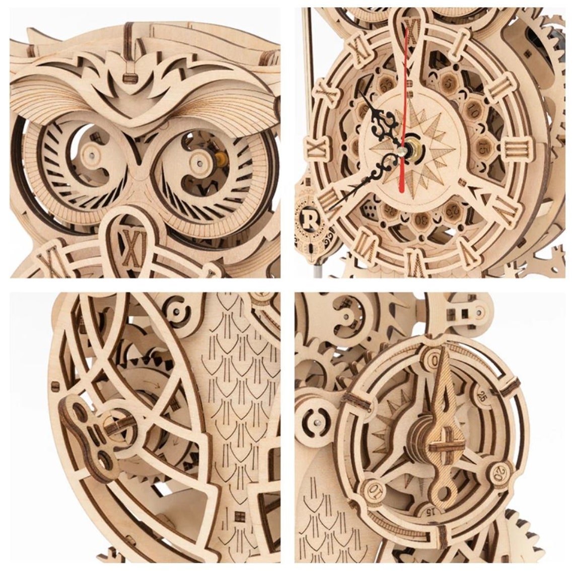 Owl Clock 3D Puzzle Wooden Toys Mechanical Transmission Toy | Etsy